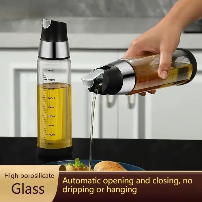 Y189 Ouverture automatique fermeture pot d'huile Cuisine Haute Température Pot D'huile En Verre Étanche sauce de soja vinaigre de sésame Bouteilles