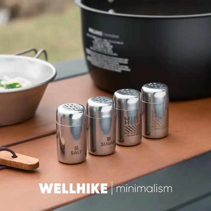 Ensemble de mini-bouteilles à épices WELLHIKE, salière et sucrier portables pour le camping et la randonnée en plein air, récipient à épices hermétique