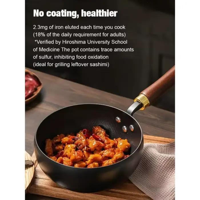 Pot à fond épais non revêtu, fait à la main en fer, pot de cuisson domestique, pot antiadhésif, cuisinière à gaz, cuisinière à induction, universel