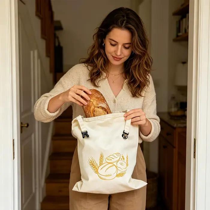 Sac à pain en cire d'abeille réutilisable
