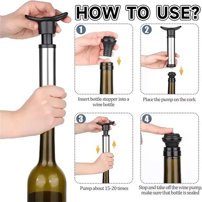 Ensemble de bouchons à vin sous vide en acier inoxydable pour conserver le vin blanc et la bière pour usage domestique et professionnel occassions spéciales