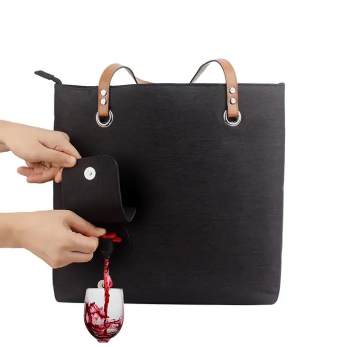 Sac à vin de camping avec distributeur de boissons intégré, sac à main isotherme portable pour garder le vin au frais, accessoires de camping et de plage