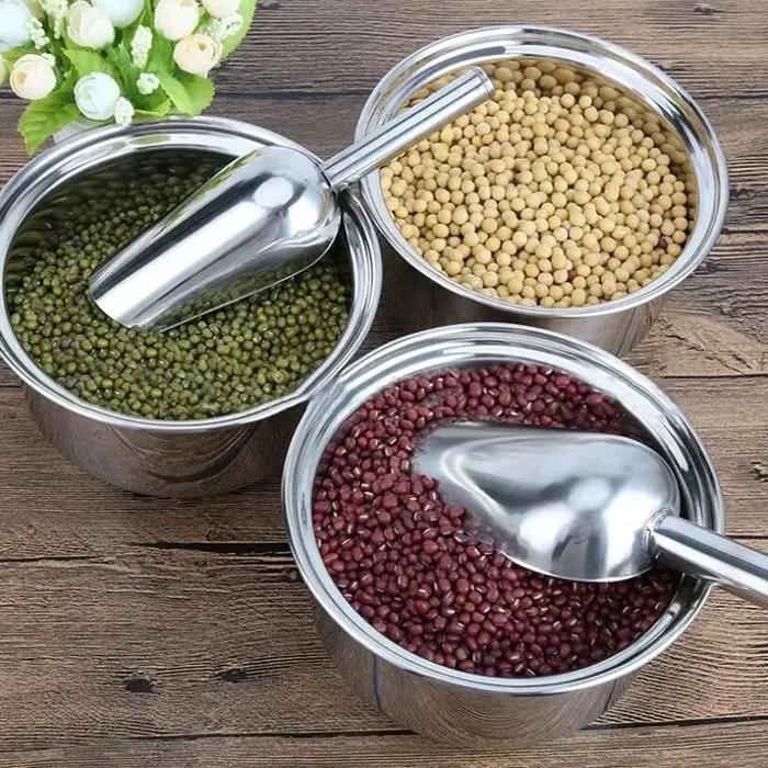 Cuillère à glaçons en acier inoxydable, Bar Buffet fête cuisine épices bonbons farine noix cuillère produits secs pelle accessoires de cuisine