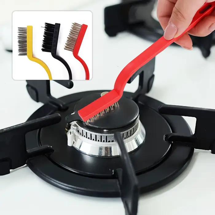 Brosses de nettoyage pour cuisinière à gaz en fil de cuivre acier inoxydable nylon kit de 3 pour nettoyage de cuisine salle de bains occasionnels hygiène durable