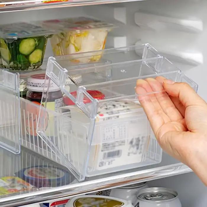 Étagère de rangement pour réfrigérateur, organisateurs de frigo, étagères séparatrices superposées, support de bureau transparent, gain de place, accessoires de cuisine
