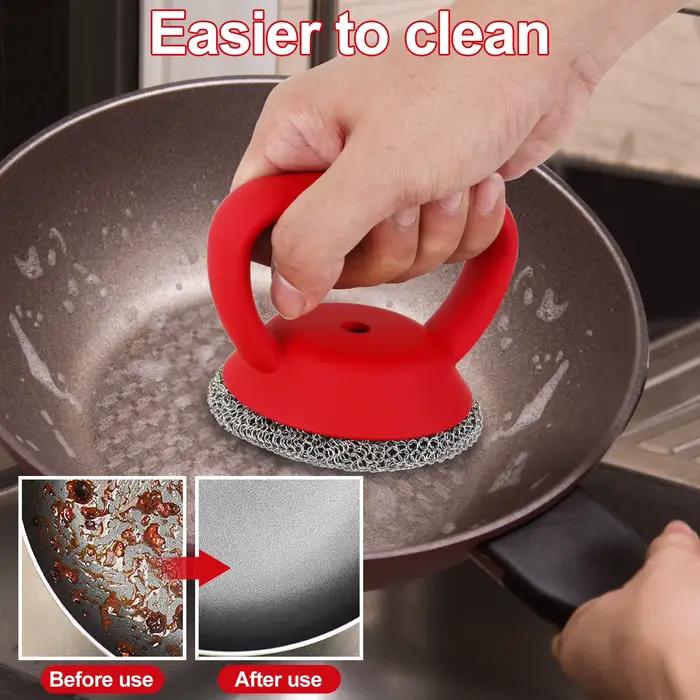 Épurateur en fonte inoxydable avec poignée main multifonctionnelle pour nettoyage de casseroles et poêles en cuisine occasions spéciales