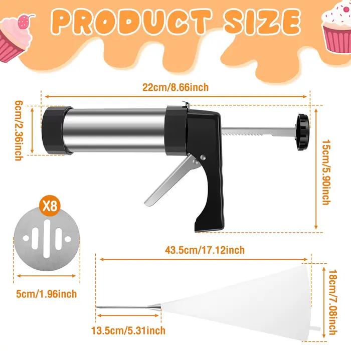 Kit de Pistolet de Presse à Biscuits en Acier Inoxydable, Machine à Churros Manuelle, Bricolage, Extrudeuse de Seringue, Buses, Passepoil, Crème, Biscuit
