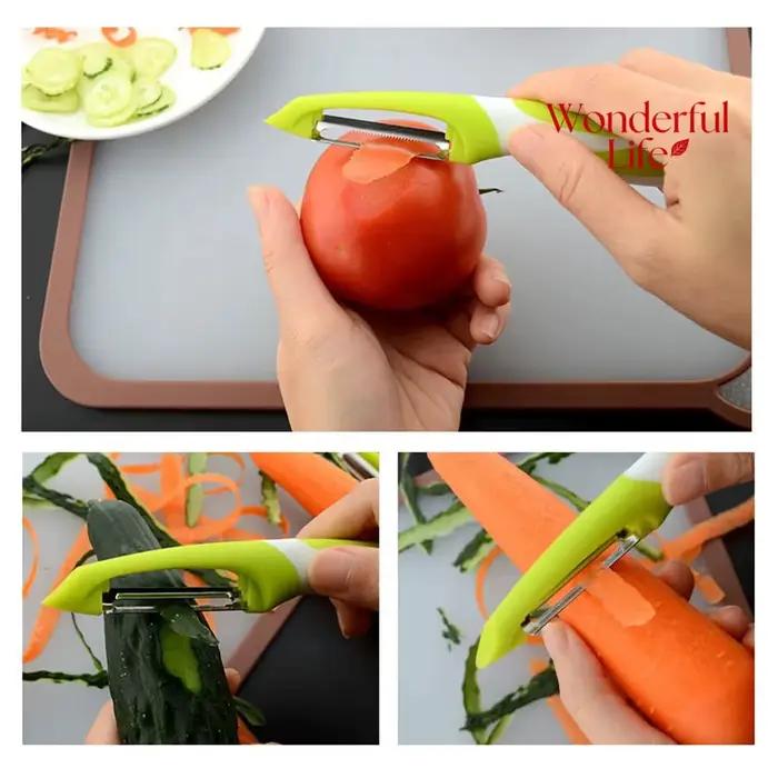 Couteau éplucheur de légumes en acier inoxydable, Zester, rasoir, râpe, Gadgets, outil de cuisine, coupe tranchant, carottes, pommes de terre, fruits