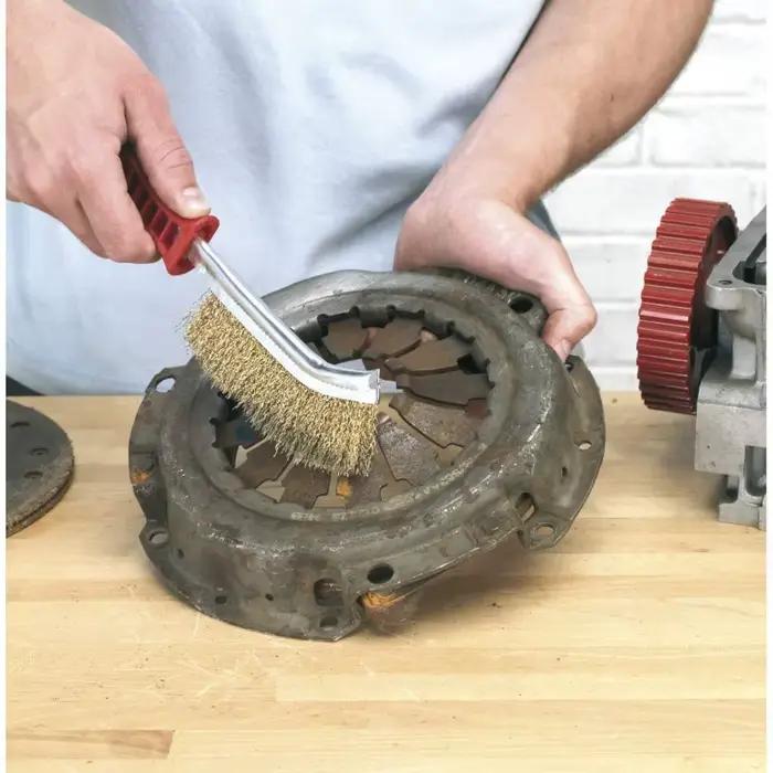 Brosse à rouleau pour enlever la rouille des métaux, brosse de nettoyage pour barbecue avec manche en plastique, adaptée au nettoyage des grilles de barbecue