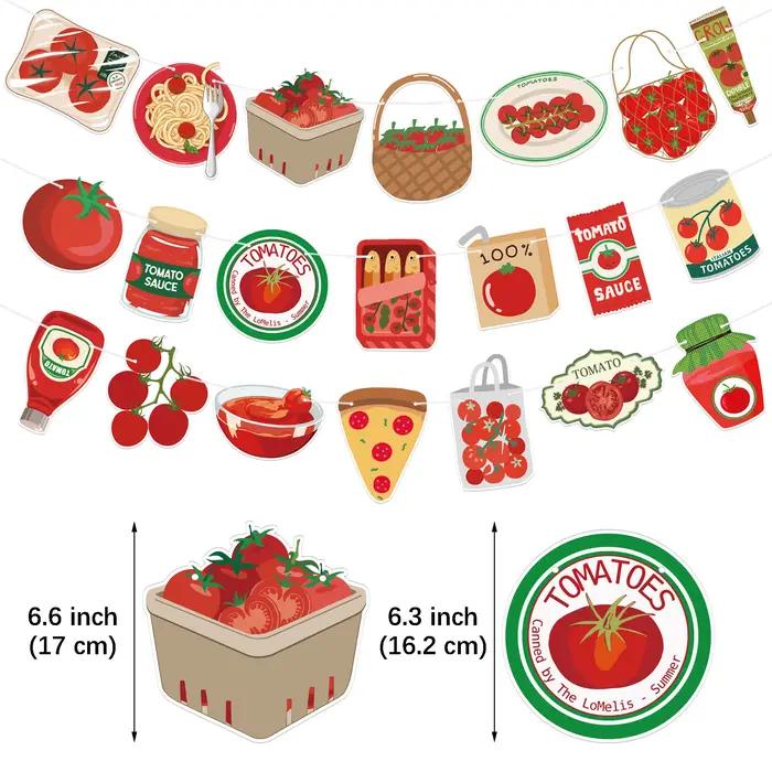21 pièces de guirlandes à thème tomate, décoration pour fêtes sur le thème de la cuisine italienne, pizzas, pâtes, anniversaires et dîners