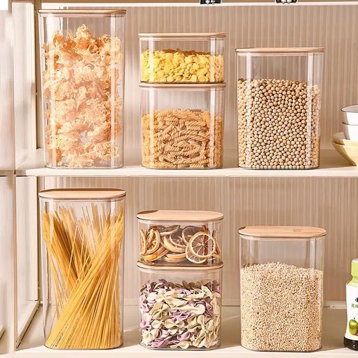 Couvercle en bois, boîte hermétique en plastique