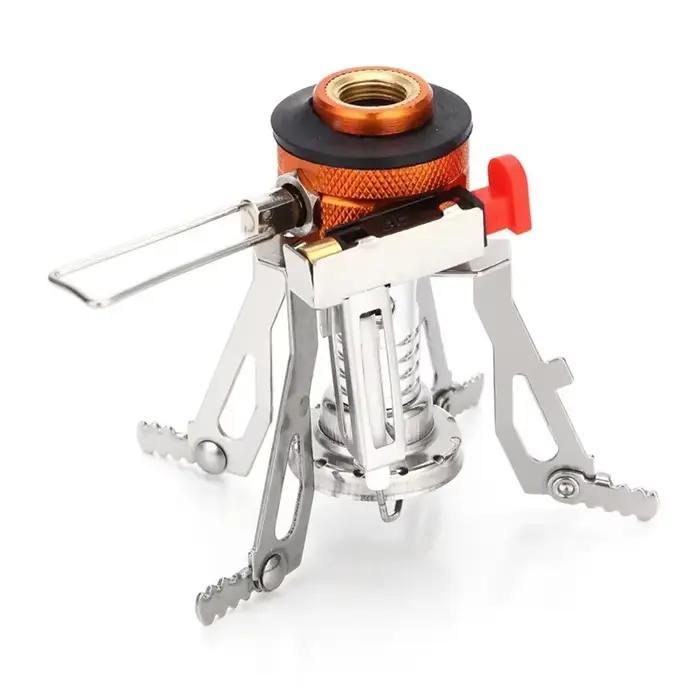 Réchauds de camping portables coupe-vent, réchaud de randonnée avec allumage piézo, support stable, pour la randonnée, la cuisine en pique-nique