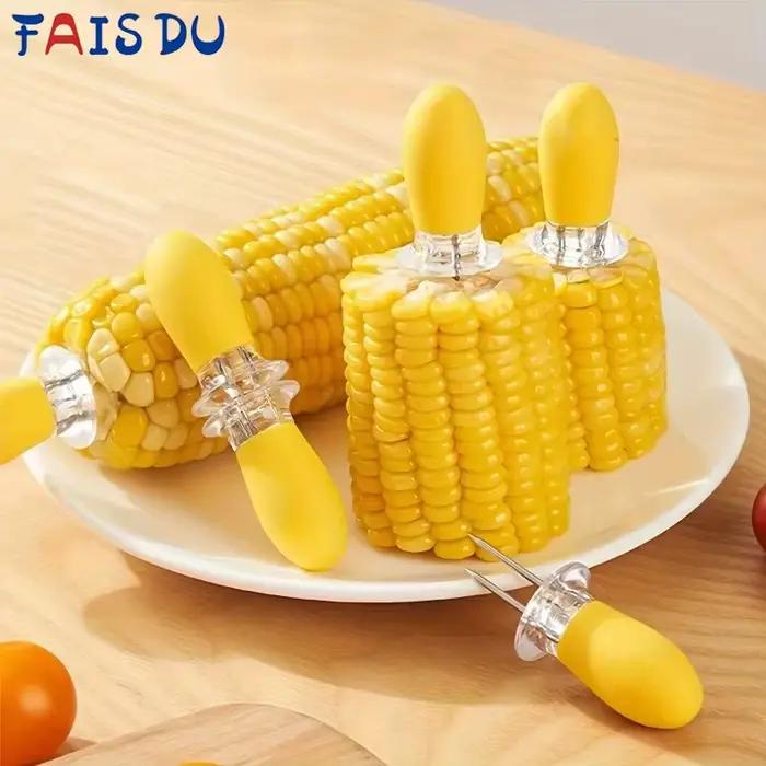 Support de maïs 2 pièces, supports de maïs en acier inoxydable, fourchettes de barbecue, brochettes de maïs sur maïs sur maïs, fêtes de cuisine, outil de verrouillage de Camping