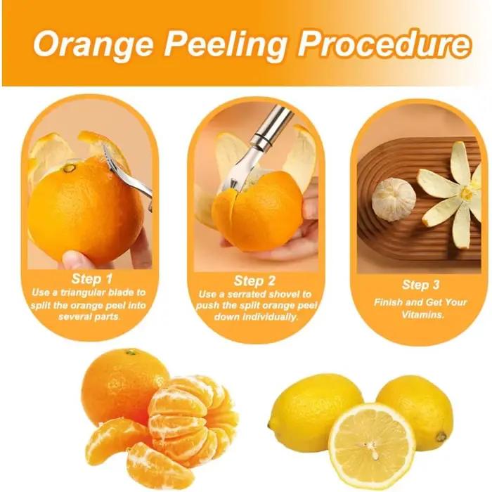 Éplucheur d'oranges, outil d'épluchage d'oranges, éplucheur d'agrumes en acier inoxydable, coupe-éplucheur, poignée de conception, outils pour fruits