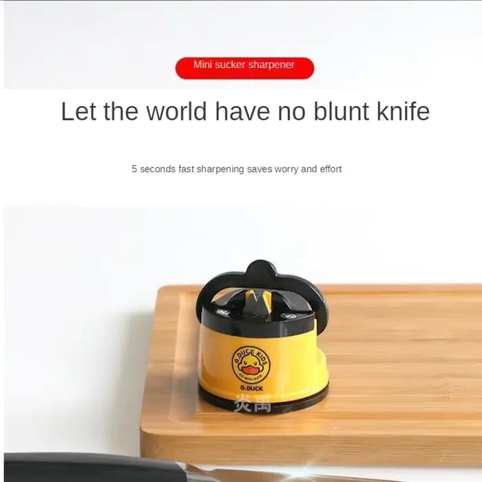 Petite pierre à aiguiser multifonctionnelle pour couteaux, artefact en résine jaune, ventouse de cuisine simple et rapide