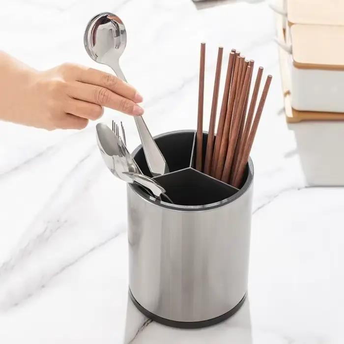 Support à ustensiles de cuisine grande capacité en acier inoxydable