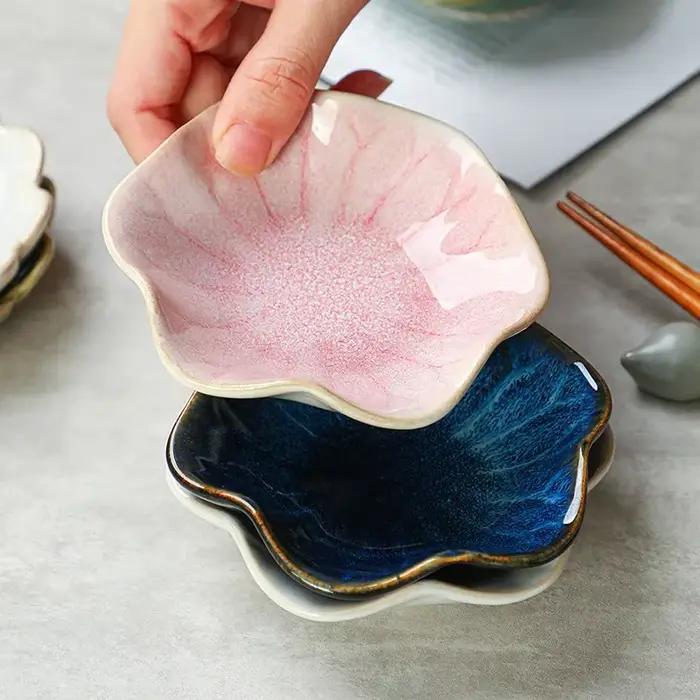 Assiette en céramique japonaise rétro four glaçure Barbecue Mini plat à tremper Sashimi Sushi Sauce soja plats maison bureau Snack assiettes nouveau