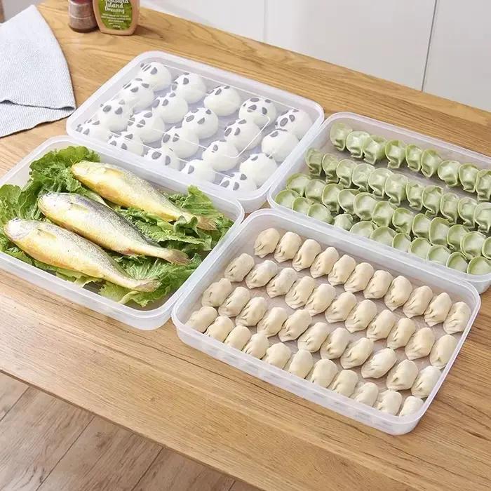 Boîte à raviolis à 2 étages, récipient alimentaire pour réfrigérateur, sans diviseur, transparente, avec couvercle, boîte de rangement en plastique pour la cuisine