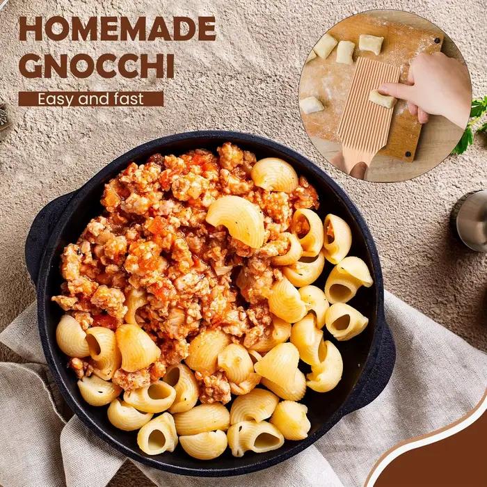 Palettes de poupée en bois Gnocchi, planche à pâtes Gnocchi, décapant avec anciers Garganelli, bois naturel pour pâtes et poupée
