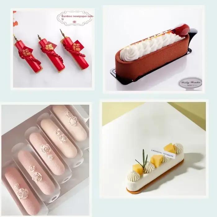 8 trous 3D ovale longue bande tarte décoration Dessert Silicone pâtisserie gâteau moule pour bricolage cuisson