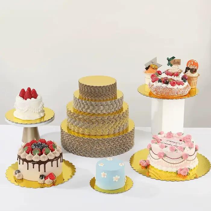 10 pièces de supports à gâteau dorés, supports à gâteau ronds - Ensemble de cartons pour base de gâteau de 6, 8, 10, 12 pouces pour la pâtisserie