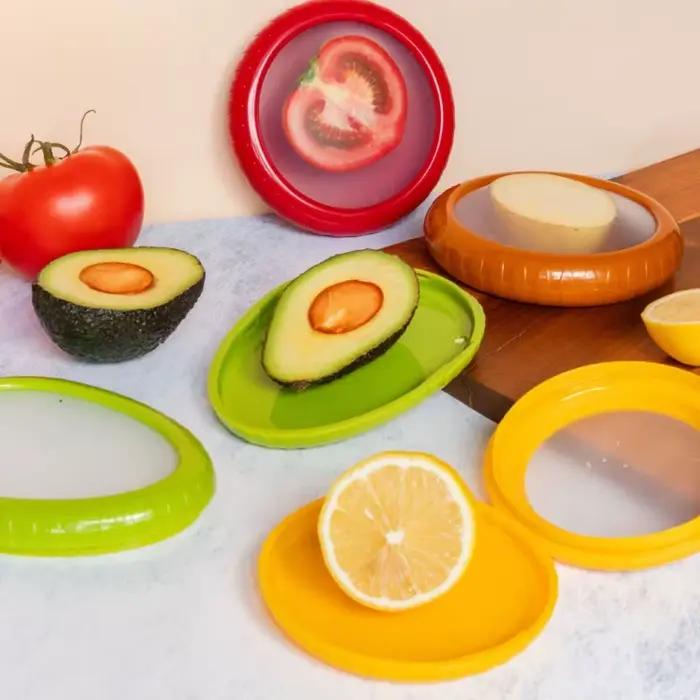 Boîte de rangement Portable réutilisable pour citron, tomate, avocat, fruits et légumes, conteneurs pour réfrigérateur, garde les aliments frais, économiseur, 4 pièces