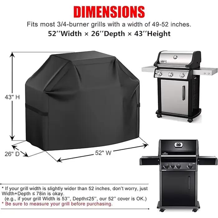 Housse de barbecue à gaz 22-72 pouces, imperméable, anti-UV, résistante à la décoloration, avec sangles auto-agrippantes pour la plupart des grils