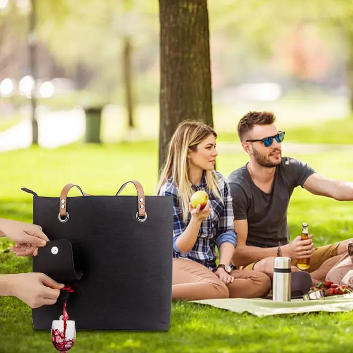 Sac à vin de camping avec distributeur de boissons intégré, sac à main isotherme portable pour garder le vin au frais, accessoires de camping et de plage