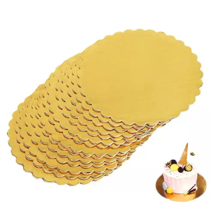 Planches à gâteaux dorées de 4 à 10 pouces en carton de qualité alimentaire pour présentation de desserts et célébrations multiples occasions