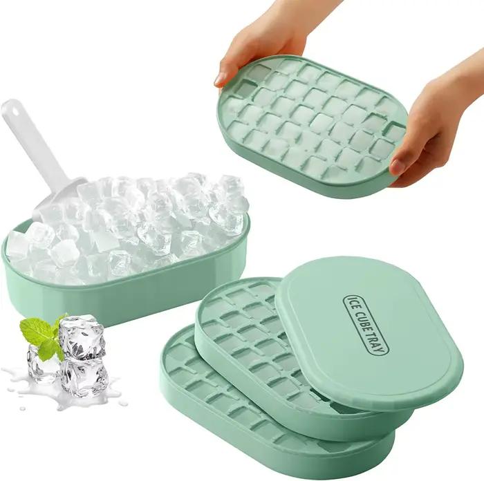 Ensemble de boîtes de moules à blocs de glace à 72 grilles, plateau à glaçons pour réfrigérateur, moule à glaçons, avec récipient à glaçons, cuillère et couvercle, outils de Bar