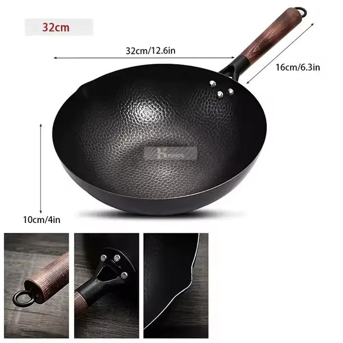 Wok artisanal en fer de 32cm