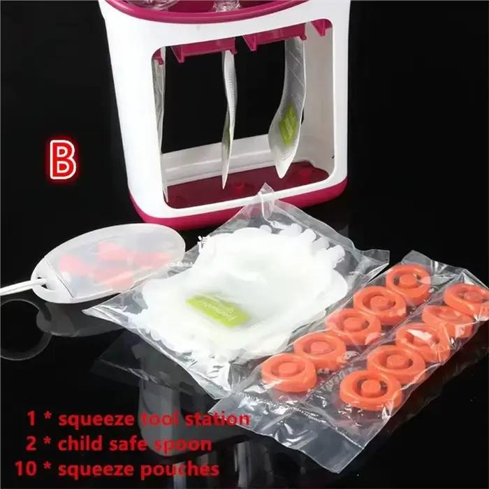 Extrudeuse de purée de fruits bio pour enfants station de compression avec sacs souples sécurisés pour nourrir bébé occassions spéciales repas en déplacement purées personnalisées écologiques