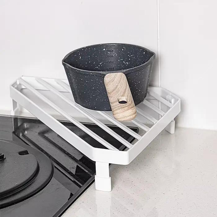 Etagere auxiliaire pour plaque a induction support triangulaire pour casseroles et poele etagere dangle de cuisine en fer blanc pour rangement multifonctionnelle et pratique