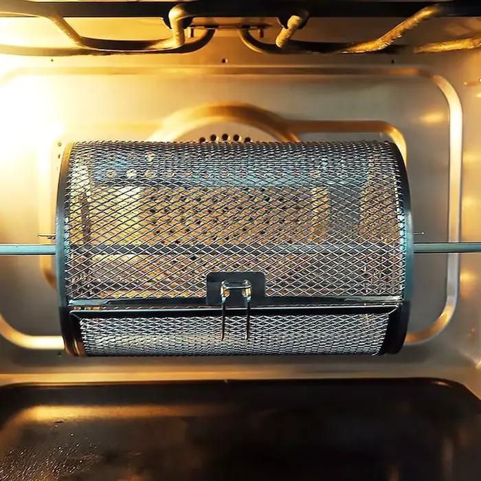 Panier de cuisson rotatif en acier inoxydable pour four