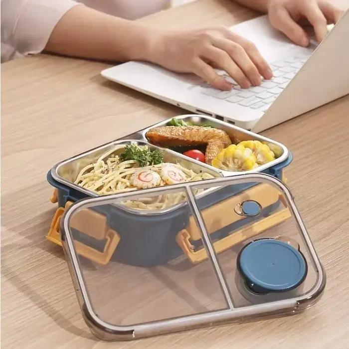 Boîte à déjeuner portable isotherme 850ml pour enfant et adulte, boîte à bento acier inoxydable réutilisable, idéale pour le travail, l'école ou les voyages