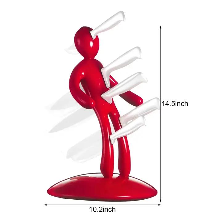 Ensemble porte-couteaux humanoïde en acier inoxydable et plastique ABS pour cinq types de couteaux pour cuisine et présentation d'aliments occasions spéciales