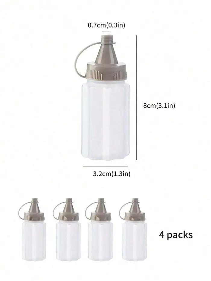 2/4/6 pièces Bouteilles à sauce portables en PP Mini pots à condiments translucides étanches pour le camping en plein