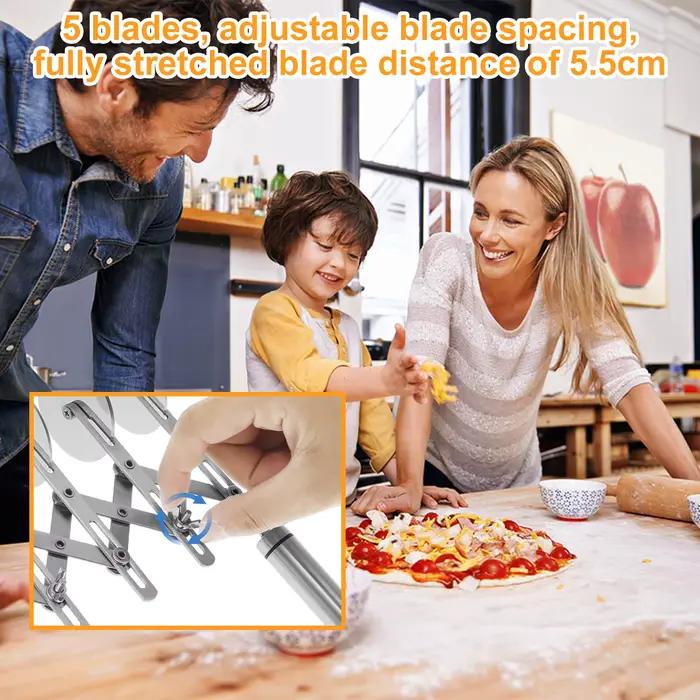 Coupe-pizza à 5 roues en acier inoxydable