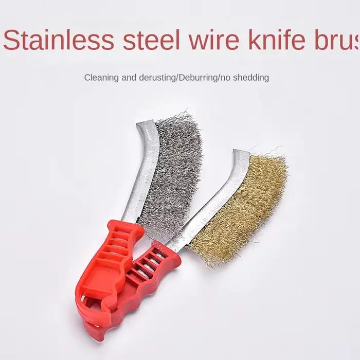 Brosse D.lique Multifonction Plaquée Cuivre, Brosse en Acier Inoxydable, Manche Long, Grille de Cuisine, Plaque Spéciale, Élimination de la Rouille, 1Pc