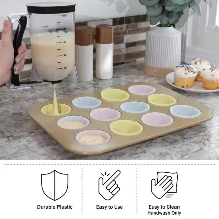 Distributeur de pâte à cupcakes – Conçu pour un verser facile – Antiadhésif et peu encombrant