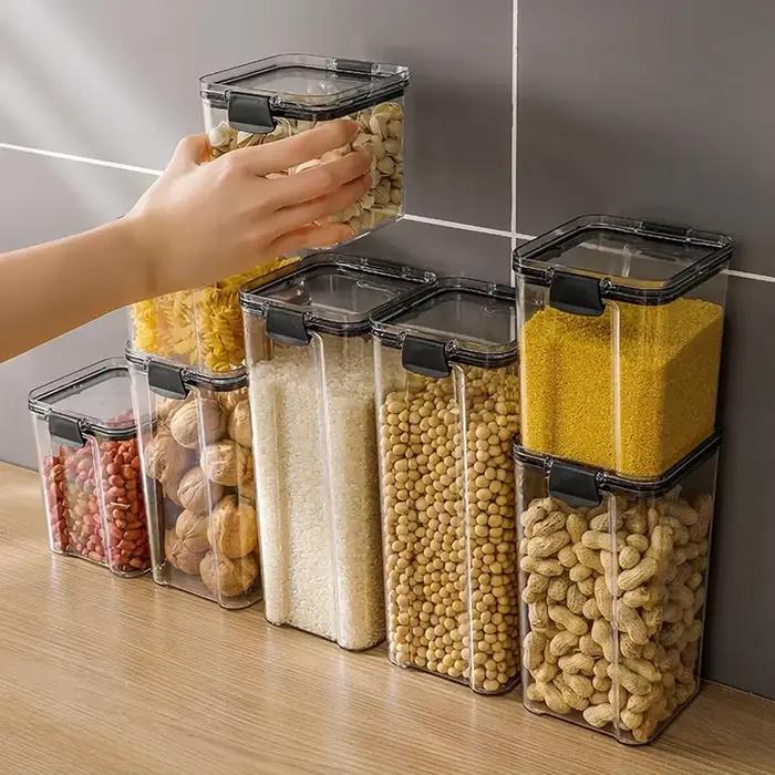 Boîtes scellées transparentes, boîtes alimentaires en plastique, boîtes carrées scellées pour conserver la fraîcheur, fruits secs, épices, boîtes de stockage du thé, 2 pièces