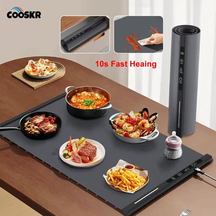 Plaque chauffante électrique en Silicone, Table à manger, tapis chauffant pour aliments, chauffage rapide des aliments, plateau chauffant pour café, plaque chauffante pliable pour aliments