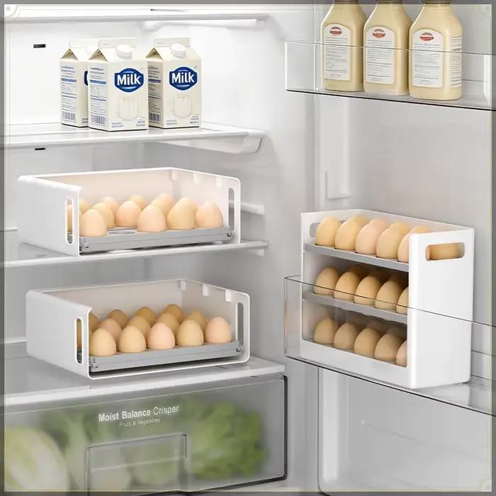 Boîte de rangement pour œufs en ABS de qualité alimentaire, pliable, grande capacité, pour garder les œufs frais, porte latérale du réfrigérateur, porte-œufs pour la cuisine domestique