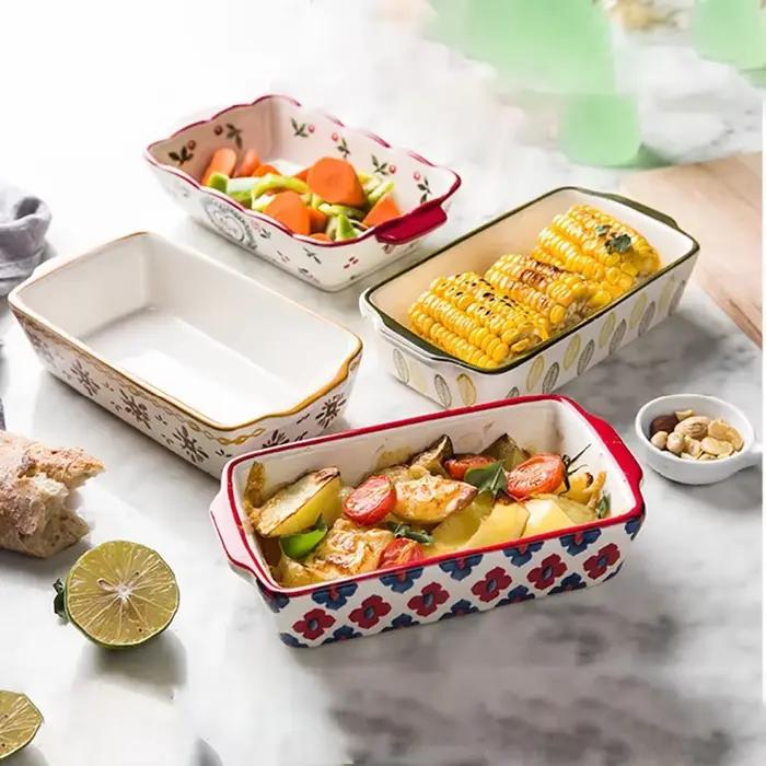 Pio de cuisson rectangulaire en céramique avec poignée
