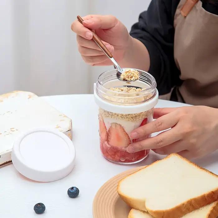 Conteneur d'avoine de nuit, 1 pièce, lait, fruits, salade, stockage des aliments, pots en verre, céréales portables, tasses de petit déjeuner, bouteille d'eau, article de cuisine
