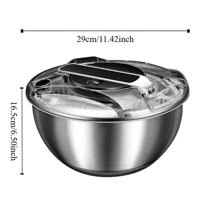 Essoreuse à salade 3,5 L en acier inoxydable, séchage rapide, déshydrateur de légumes grande capacité, lave-fruits manuel, pétrin à pâte