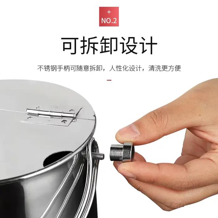 Seau à Sucre Épais à Clapet en Acier Inoxydable avec Couvercle, Glace Portable E27, Magasin de Thé au Lait, Refroidisseur de Vin à Cliquetis Froids
