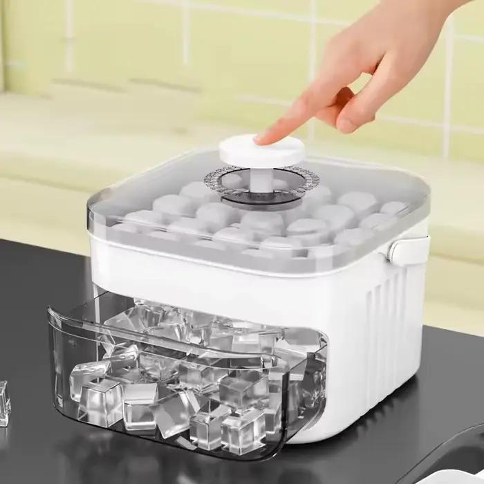Moule à glaçons à 50 grilles, grande capacité, machine à glaçons réutilisable, qualité alimentaire domestique, boîte de stockage de glace à Double couche, plateau à glaçons