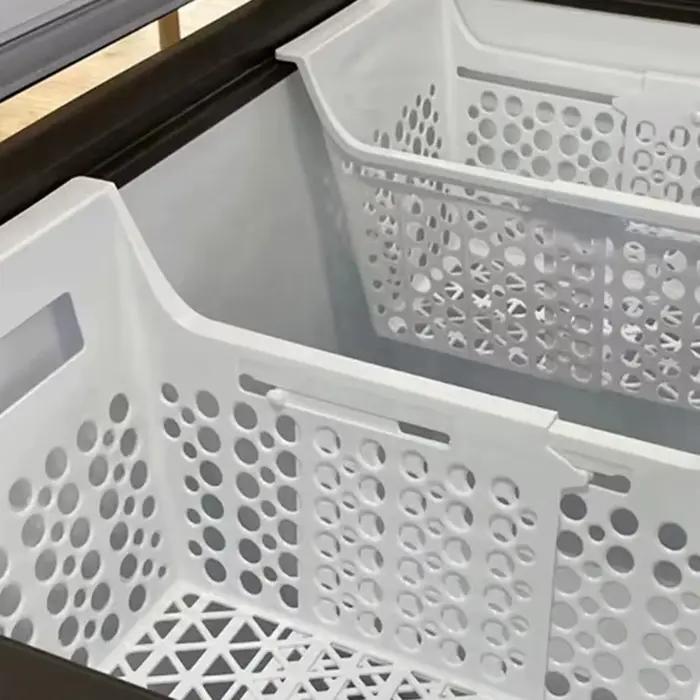 Panier de rangement pour congélateur en plastique ABS épaissi, empilable et rétractable pour rangement efficace et organisation de placards et réfrigérateur