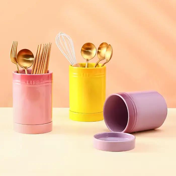 Porte-ustensiles de cuisine en porcelaine pour comptoir